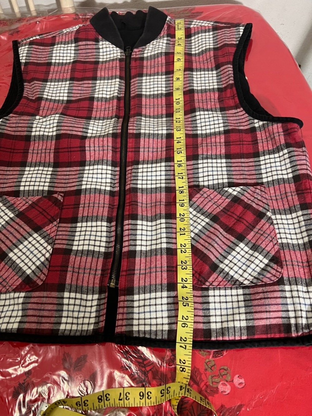 Vintage Marlboro Vest Mens Sz L Black Quilted Plaid Flannel Lined Reversible 90s - Picture 9 of 12